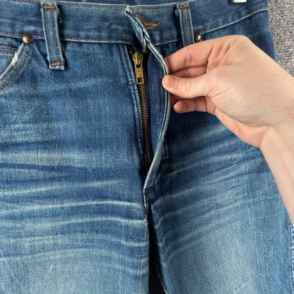 VTG Wrangler Bluebell Denim Jeans Scotland Made Flare Bell Bottom ACTL 28X31 - Picture 12 of 16